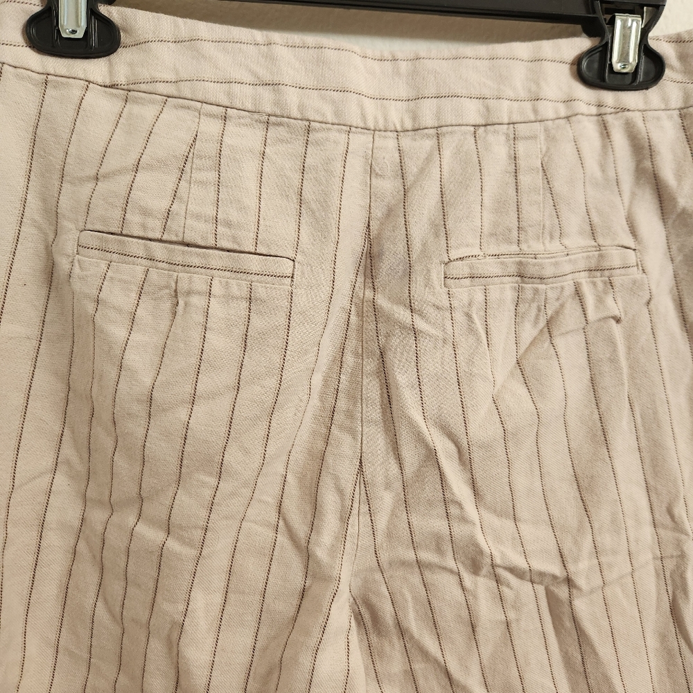 ASOS Women's Vertical Striped Dress Pants Striaght Leg Beige Linen Blend Size 4 - Picture 8 of 9